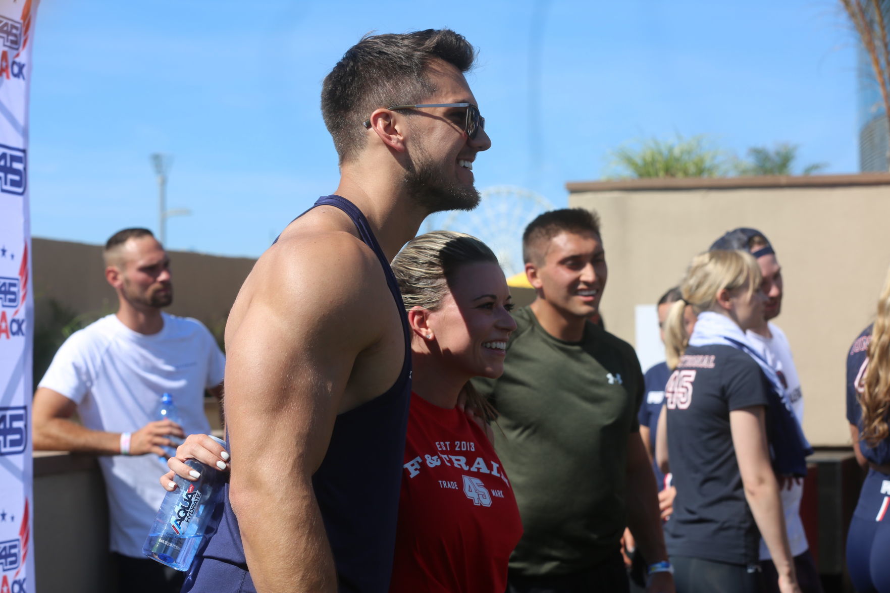 Actor Mark Wahlberg helps to lead a F45 track workout at Ocean Casino Resort in Atlantic City as part of the casino's one-year anniversary Saturday, June 22, 2019.